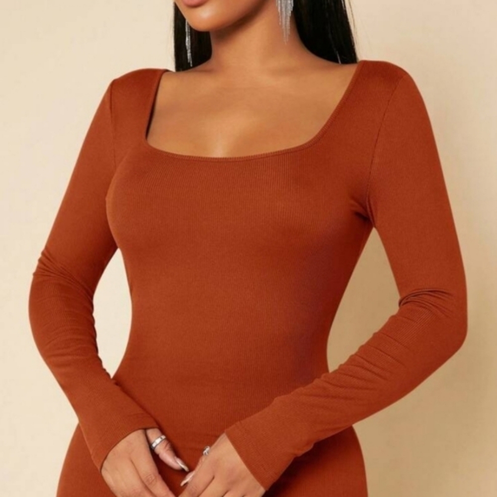 New Vince Terracotta Long Sleeve Dress - Picture 6 of 6